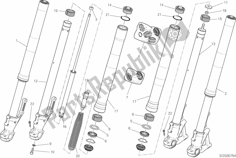 All parts for the Front Fork of the Ducati Scrambler Icon Brasil 803 2016